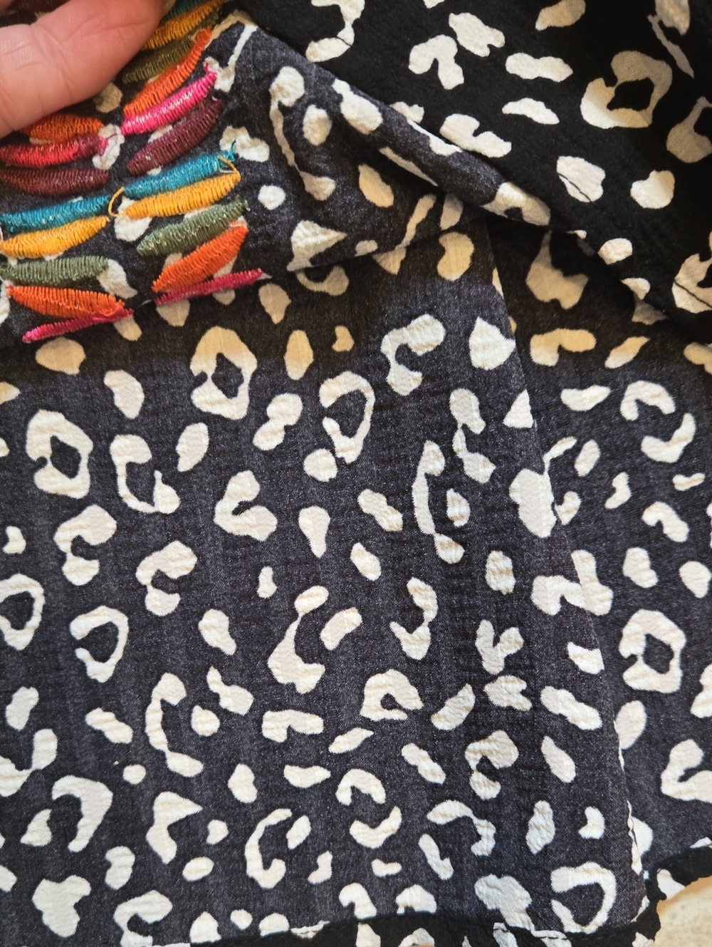 THML Black/White Design Print Tank Top with Multi-Color Embroidered Accents - Picture 7 of 12